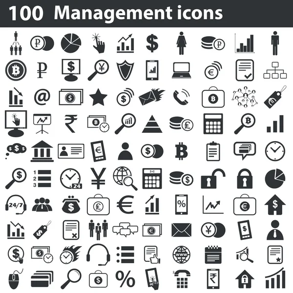 100 Management-Icons gesetzt — Stockvektor