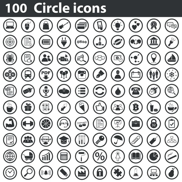 100 circle icons set — Stock Vector
