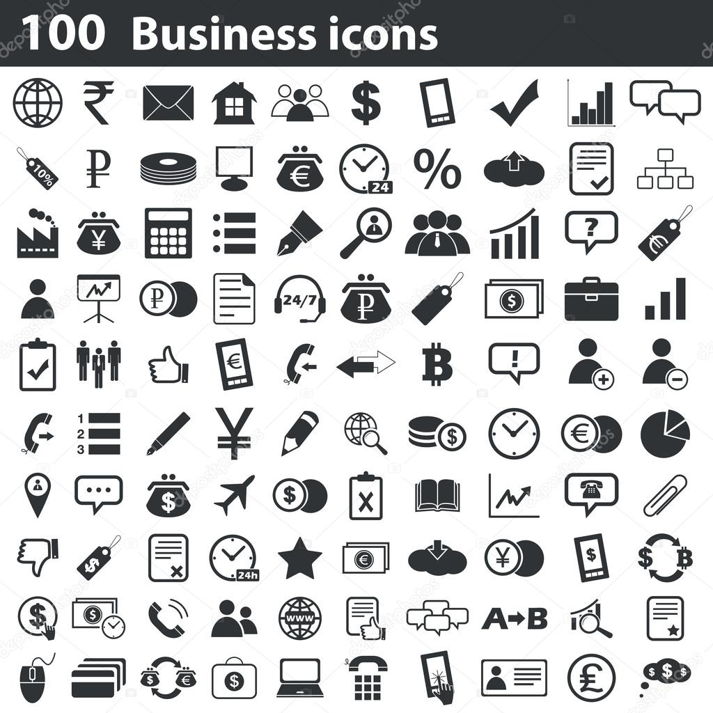 100 business icons set