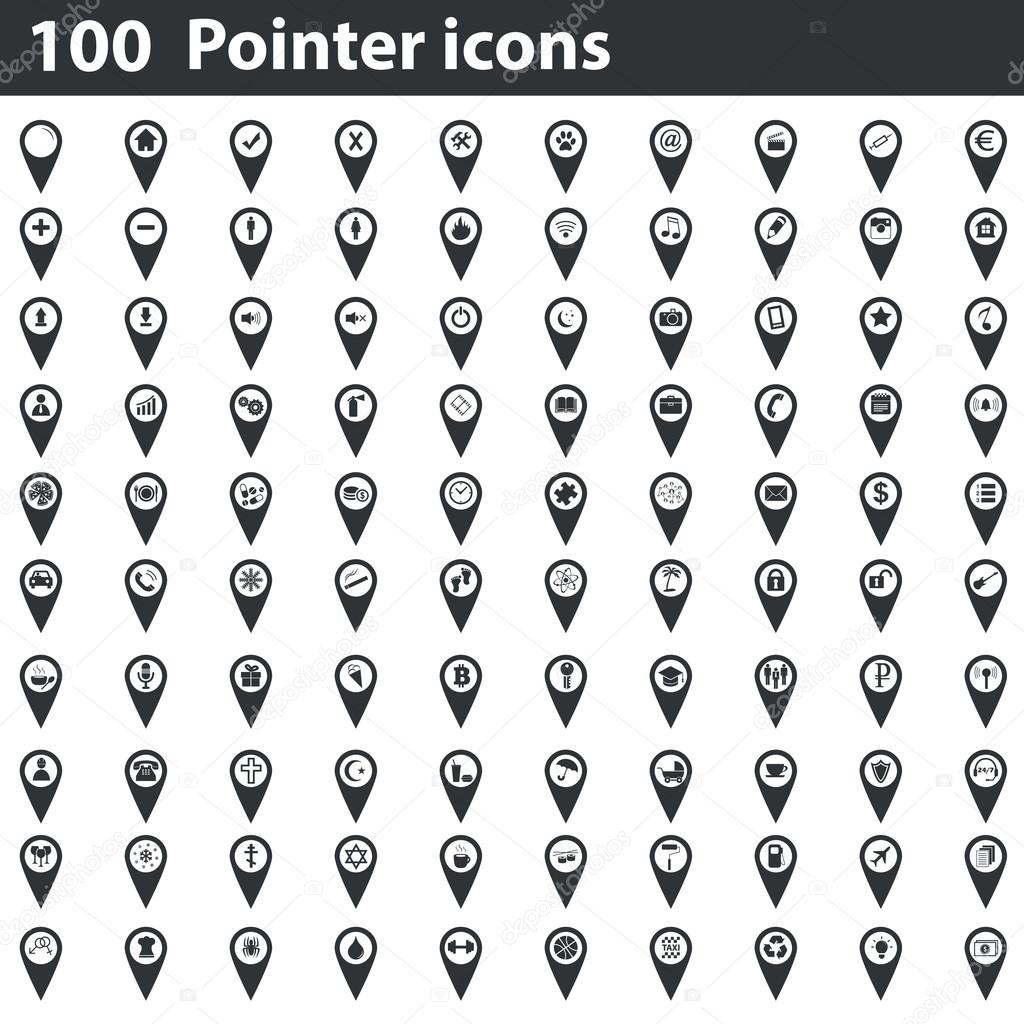 100 pointer icons set