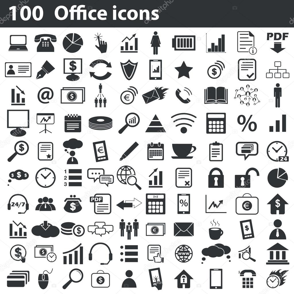 100 office icons set