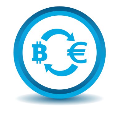 Bitcoin-euro döviz simgesi, mavi, 3d