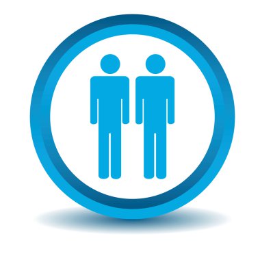 İki adam simgesi, mavi, 3d