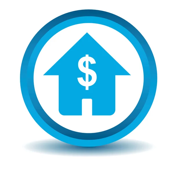 Dollar house icon, blue, 3D — Stock Vector