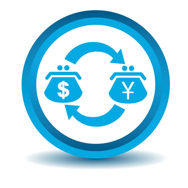 Ícone de comércio do dólar-iene, azul, 3D — Vetor de Stock