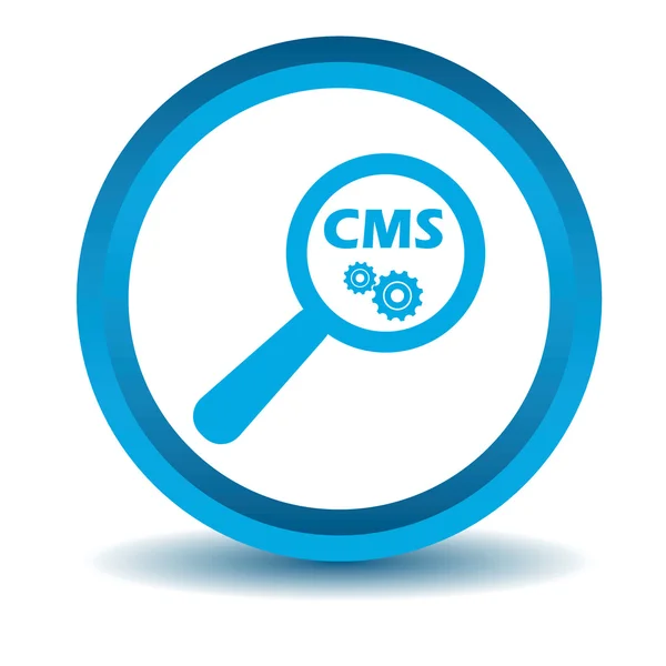 CMS zoek pictogram, blauw, 3d — Stockvector