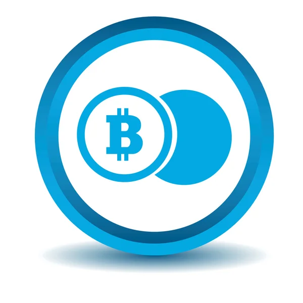 Bitcoin munt pictogram, blauw, 3d — Stockvector