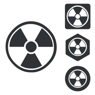 Radiohazard icon set, monochrome clipart