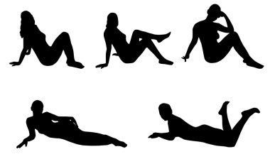 Yalan, oturan kadın siluet seti,