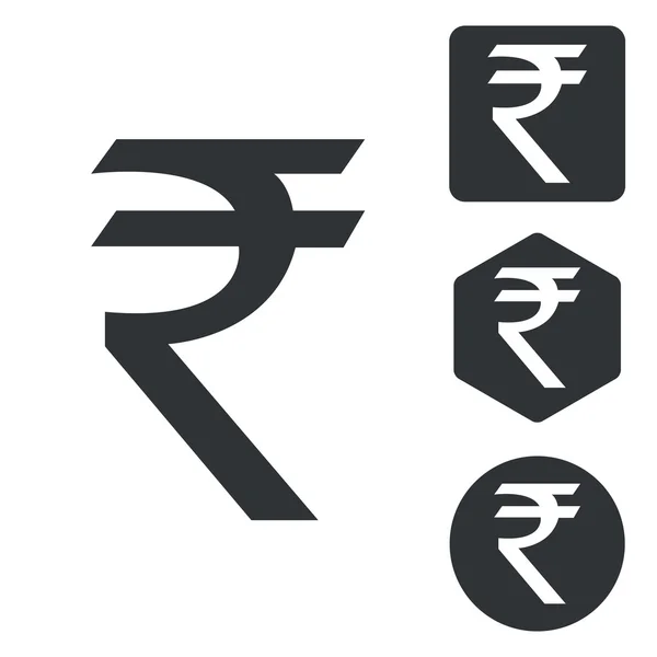 Rupia india icono conjunto, monocromo — Vector de stock