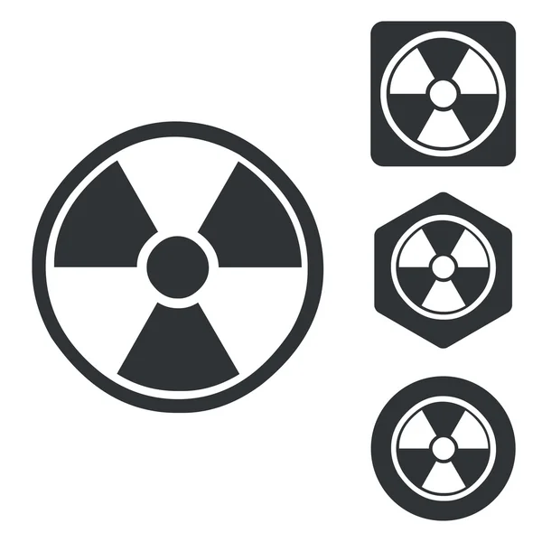 Radiohazard ikon szett, fekete-fehér — Stock Vector