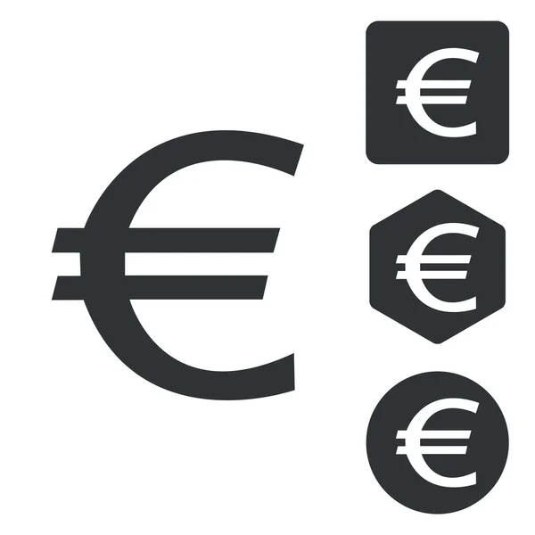 Euro icono conjunto, monocromo — Archivo Imágenes Vectoriales