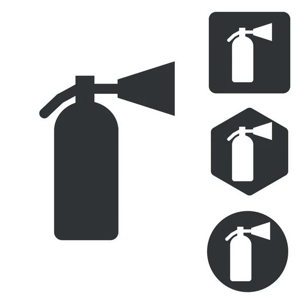 Conjunto de ícones do extintor de incêndio monocromático — Vetor de Stock