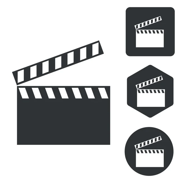 Clapperboard conjunto de iconos, monocromo — Vector de stock