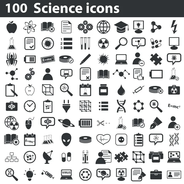 100 Ikonen der Wissenschaft — Stockvektor