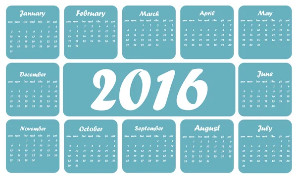 Blauer Kalender 2016 — Stockvektor