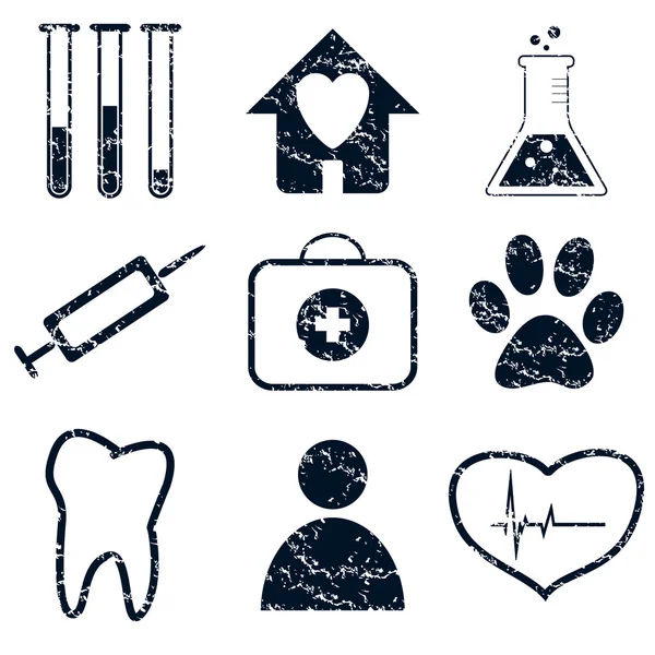 Medical icons set, grunge — Stock Vector