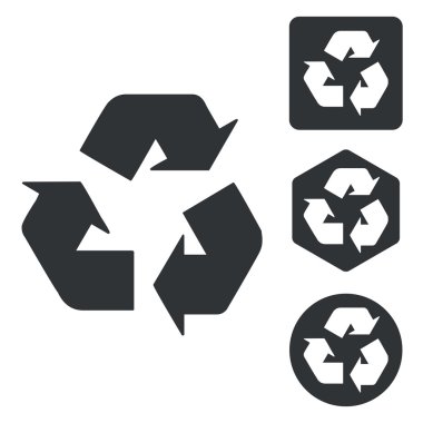 Geri dönüşüm işareti Icon set, tek renkli