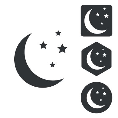 Gece Icon set, tek renkli