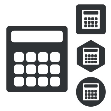 Hesap makinesi simge seti, tek renkli