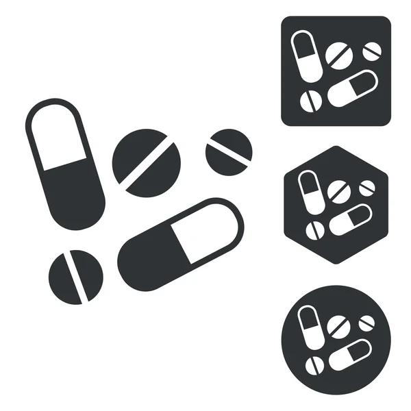 Geneeskunde pictogrammenset, zwart-wit — Stockvector