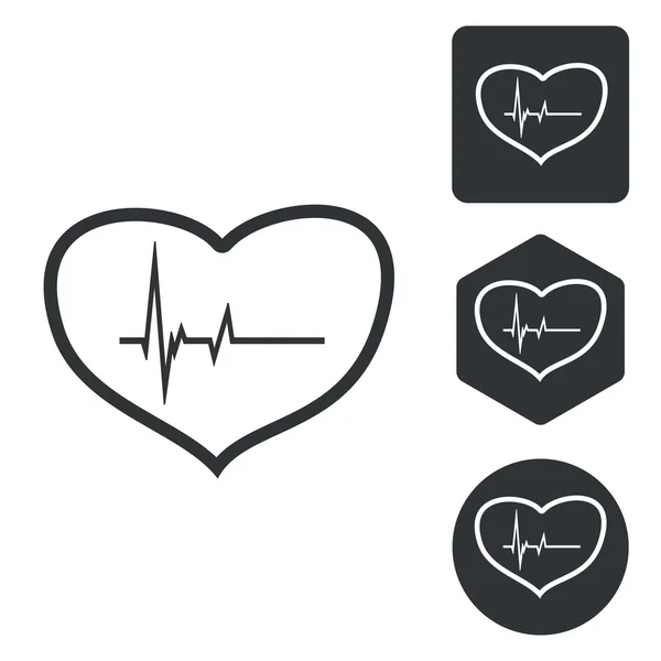 Set di icone cardiologiche monocromatiche — Vettoriale Stock