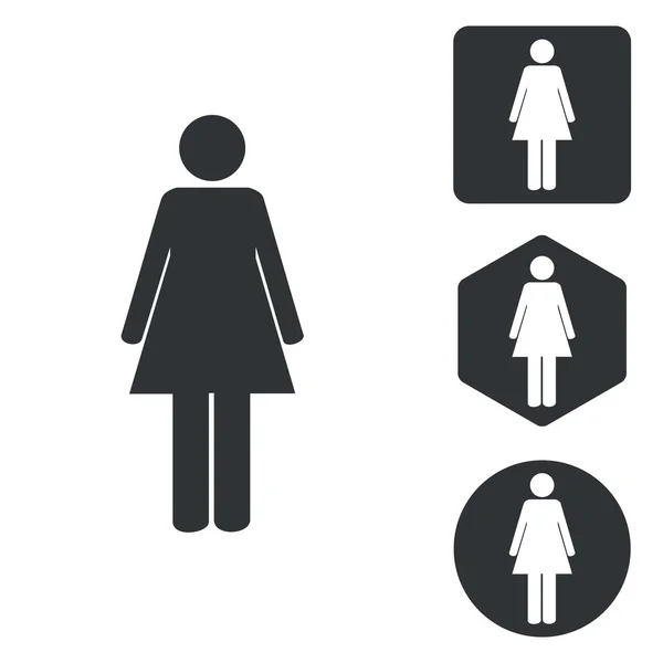 Woman icon set, monochrome — Stock Vector