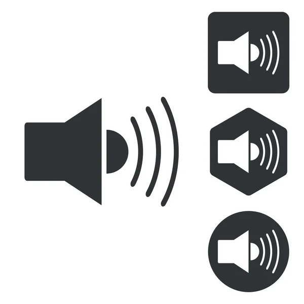 Loudspeaker icon set, monochrome — Stock Vector