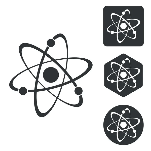 Conjunto de iconos de átomo, monocromo — Archivo Imágenes Vectoriales