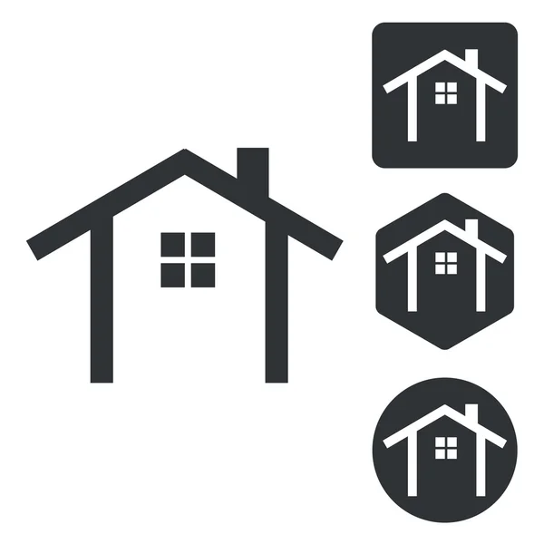 Cottage set di icone, monocromatico — Vettoriale Stock
