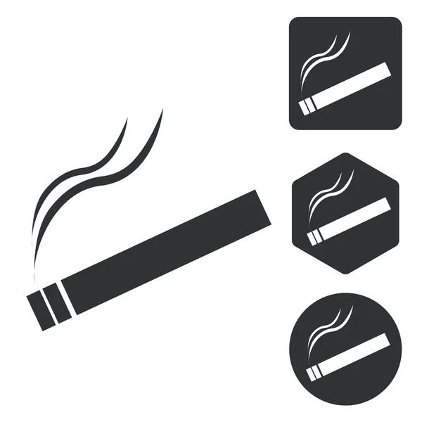 Sady ikon kouření, černobílá — Stockový vektor