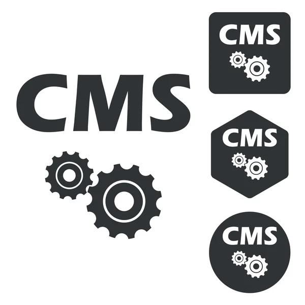 Set ikon pengaturan CMS, monokrom - Stok Vektor