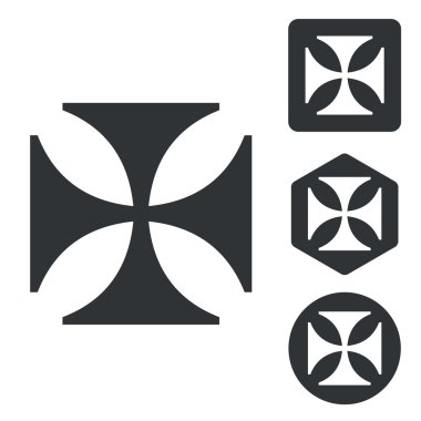Maltese cross icon set, monochrome clipart