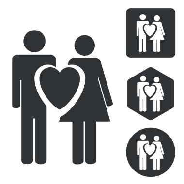 Çift Icon set, tek renkli seviyorum
