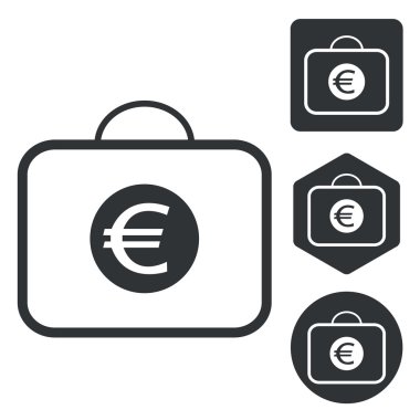 Euro çanta Icon set, tek renkli
