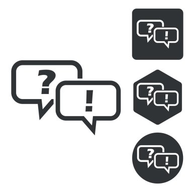 Soru cevap Icon set, tek renkli