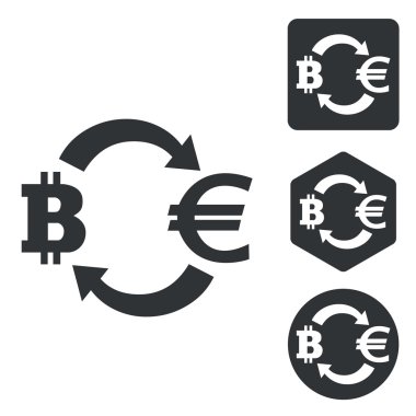 Bitcoin-euro döviz Icon set, tek renkli