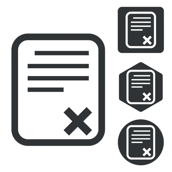 Declined document icon set, monochrome — Stock Vector