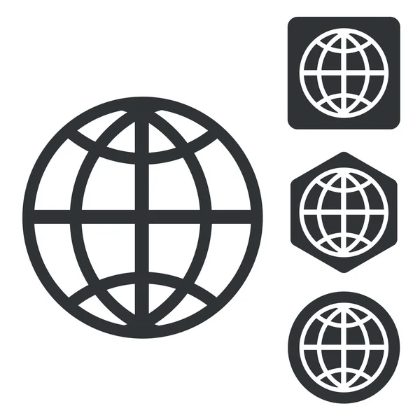 Globe icon set, monochrome — Stock Vector