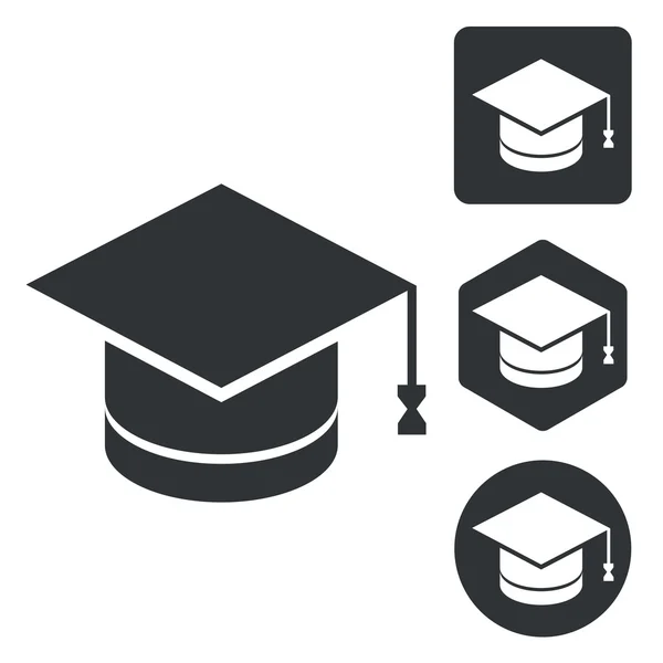 Graduation icon set, monochrome — Stock Vector
