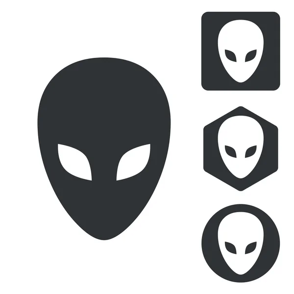 Alien icon set, monochrome — Stock Vector