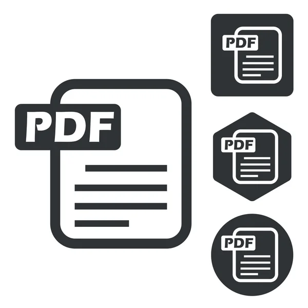 Conjunto de iconos de documento PDF, monocromo — Vector de stock
