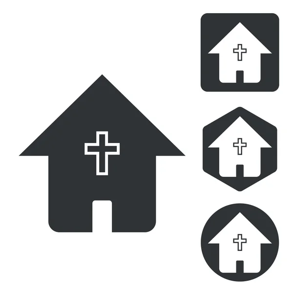 Christian house icon set, monochrome — Stock Vector