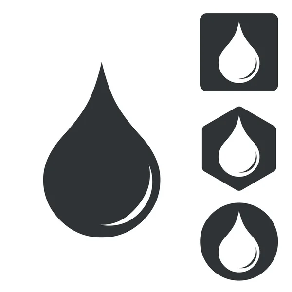 Water drop icon set, monochrome — Stock Vector