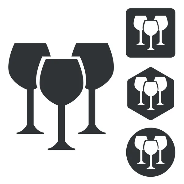 Wine glass icon set, monochrome — Stock Vector