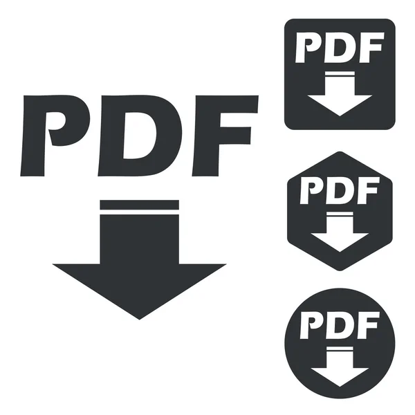 Pdf ダウンロード アイコン セット、モノクロ — ストックベクタ