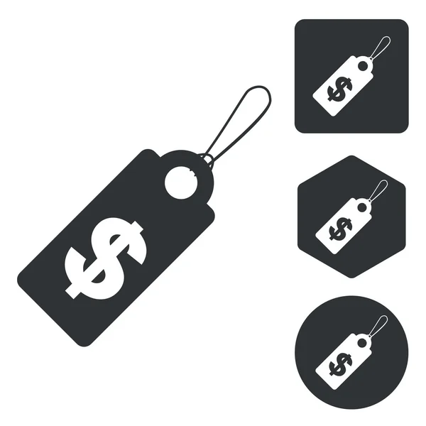 Dollar price icon set, monochrome — Stock Vector