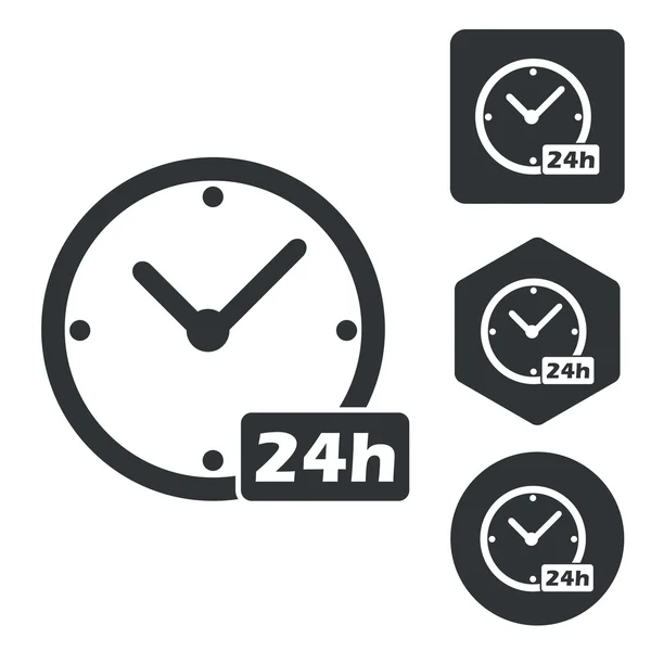 24 timmar icon set, svartvitt — Stock vektor