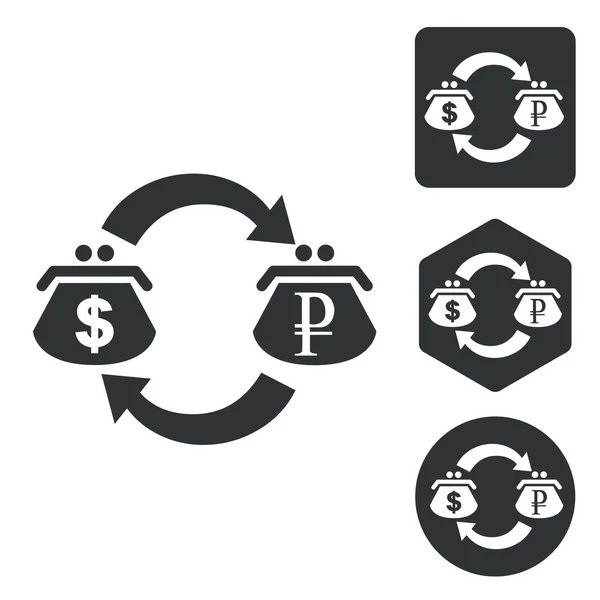 Conjunto de ícones de comércio Dolar-rublo, monocromático — Vetor de Stock