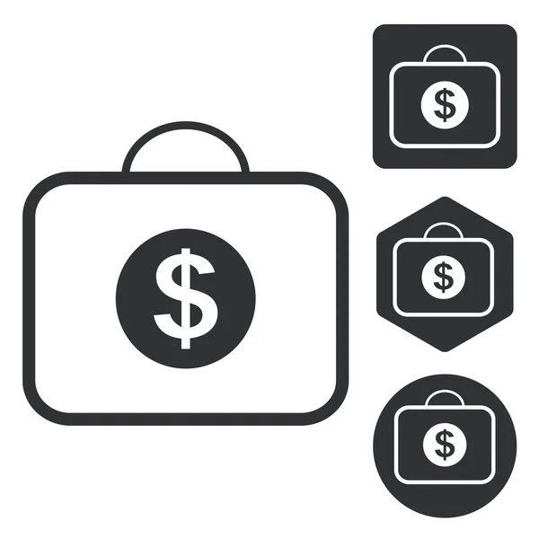 Dollar bag icon set, monochrome — Stock Vector